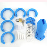 CB6000 Silicone Chastity Cage Blue lock and ring | 3d-chastity