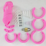 CB6000 Silicone Chastity Cage Perverse Pink lock and ring | 3d-chastity