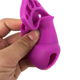 CB6000 Silicone Chastity Cage Purple lock and ring | 3d-chastity