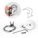 Stainless Steel Flat Chastity Cage lock and ring | 3d-chastity