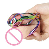 Colorful Stainless Steel MAMBA Chastity Cage material finish close | 3d-chastity
