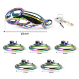 Colorful Stainless Steel MAMBA Chastity Cage side | 3d-chastity