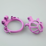 Custom Pink Steel Chastity Cage lock and ring | 3d-chastity