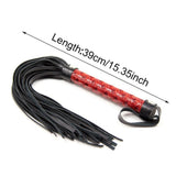 39cm Faux Leather SM Rope Flogger Chastity Cage material finish close | 3d-chastity