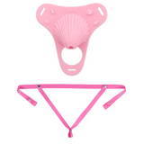 Fantasy Pink Conch Chastity Cage with Belt 28