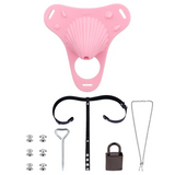 Fantasy Pink Conch Chastity Cage with Belt 29