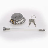 Flat Short Chastity Device with Lock Soft Catheter wearing | 3d-chastity