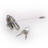 Flat Short Chastity Device with Lock Soft Catheter material finish close | 3d-chastity