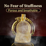 Golden Adjustable Chainmail Chastity Cage side | 3d-chastity