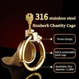 Golden Adjustable Chainmail Chastity Cage size and shape | 3d-chastity