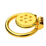 Golden Flat Metal Chastity Device side | 3d-chastity