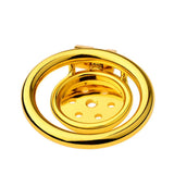Golden Flat Metal Chastity Device lock and ring | 3d-chastity