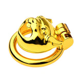Golden Flat Metal Chastity Device material finish close | 3d-chastity