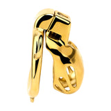 Golden Short Smooth Stainless Steel Mamba Cage with Belt Chastity Cage front | 3d-chastity