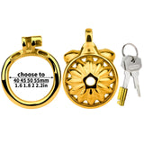 Golden Sunflower Chastity Cage size and shape | 3d-chastity