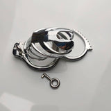 Adjustable Metal Male Chastity Cage with Handcuff Design wearing | 3d-chastity