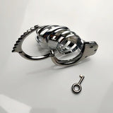 Adjustable Metal Male Chastity Cage with Handcuff Design material finish close | 3d-chastity