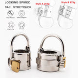 Heavy Duty Ball Stretcher Metal Locking Chastity Cage side | 3d-chastity