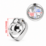 Dimension diagram showing side and rear measurements of a silver-colored cage