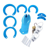 Plastic Chastity Cage 3.15 Inch and 3.94 Inch Long Blue full kit | 3d-chastity