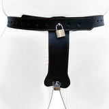 Leather Lockable Chastity Belt for Female front | 3d-chastity