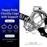 Happy Pride Chastity Cage with Support lock and ring | 3d-chastity