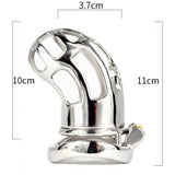 Long Curved Stainless Steel Chastity Cage lock and ring | 3d-chastity
