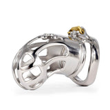 Long Curved Stainless Steel Chastity Cage side | 3d-chastity