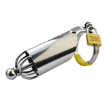 Metal Chastity Cage 4 Inch Long lock and ring | 3d-chastity