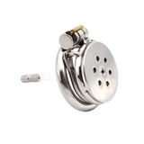 Mini Inverted Flat Steel Chastity Cage Optional Spikes + Urethra Insert full kit | 3d-chastity