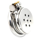 Mini Inverted Flat Steel Chastity Cage Optional Spikes + Urethra Insert material finish close | 3d-chastity