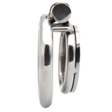 Mini Inverted Flat Steel Chastity Cage Optional Spikes + Urethra Insert side | 3d-chastity