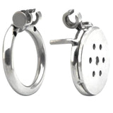 Mini Inverted Flat Steel Chastity Cage Optional Spikes + Urethra Insert front | 3d-chastity
