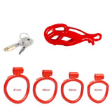 Small Cobra Male Chastity Cage with 4 Rings Red - 3d-chastity