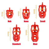 Nano Cobra Male Chastity Cage with 4 Rings Red - 3d-chastity