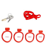 Nub Cobra Male Chastity Cage with 4 Rings Red - 3d-chastity
