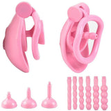 One-click Pink Pussy Chastity Cage size and shape | 3d-chastity