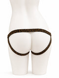 Leopard three way support strap shown from the rear on a display mannequin