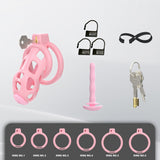 Pearlescent Pink Cobra Soft Silicone Chastity Cage full kit | 3d-chastity