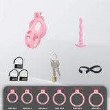 Pearlescent Pink Cobra Soft Silicone Chastity Cage lock and ring | 3d-chastity