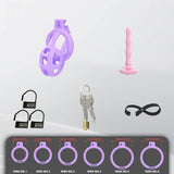 Pearlescent Purple Cobra Soft Silicone Chastity Cage lock and ring | 3d-chastity