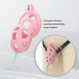Pearlescent Pink Cobra Soft Silicone Chastity Cage size and shape | 3d-chastity