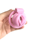 Pink Pussy Shaped Resin Chastity Cage wearing | 3d-chastity