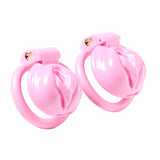 Pink Pussy Shaped Resin Chastity Cage lock and ring | 3d-chastity