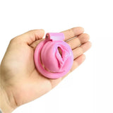 Pink Pussy Shaped Resin Chastity Cage full kit | 3d-chastity