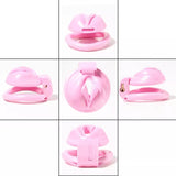 Pink Pussy Shaped Resin Chastity Cage size and shape | 3d-chastity