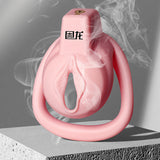 JEUSN Pink Flat Chastity Cage front | 3d-chastity