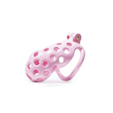 Pink Hole Cobra Chastity Cage Kit 1.77 to 4.13 Inch Long material finish close | 3d-chastity