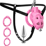 Pink Rattler Chastity Cage with Anal Plug main product | 3d-chastity