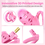 Pink Rattler Chastity Cage with Anal Plug size and shape | 3d-chastity